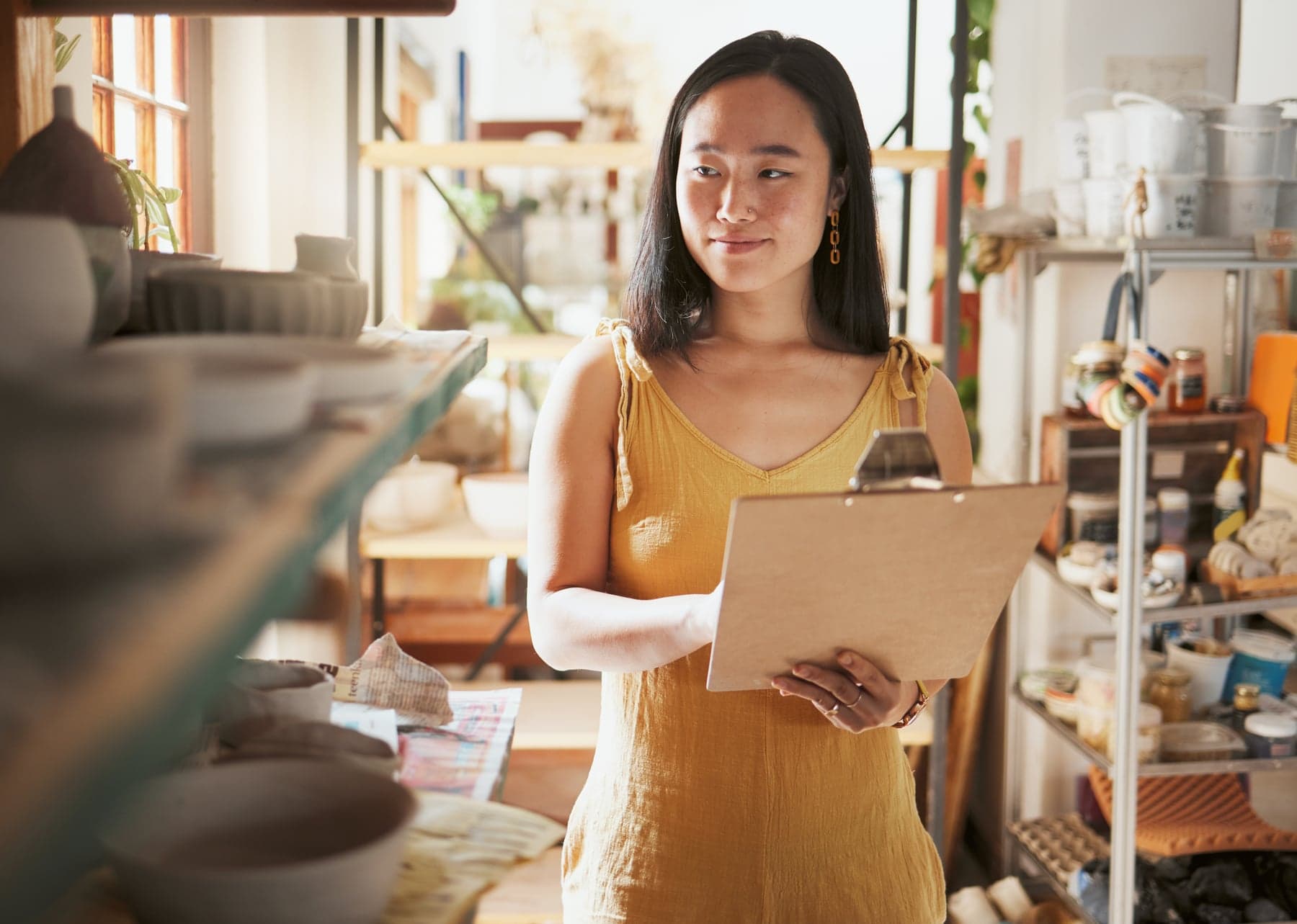A small business owner at work.